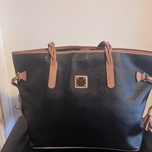 Dooney & Burke Black Leather Tote with Red Lining